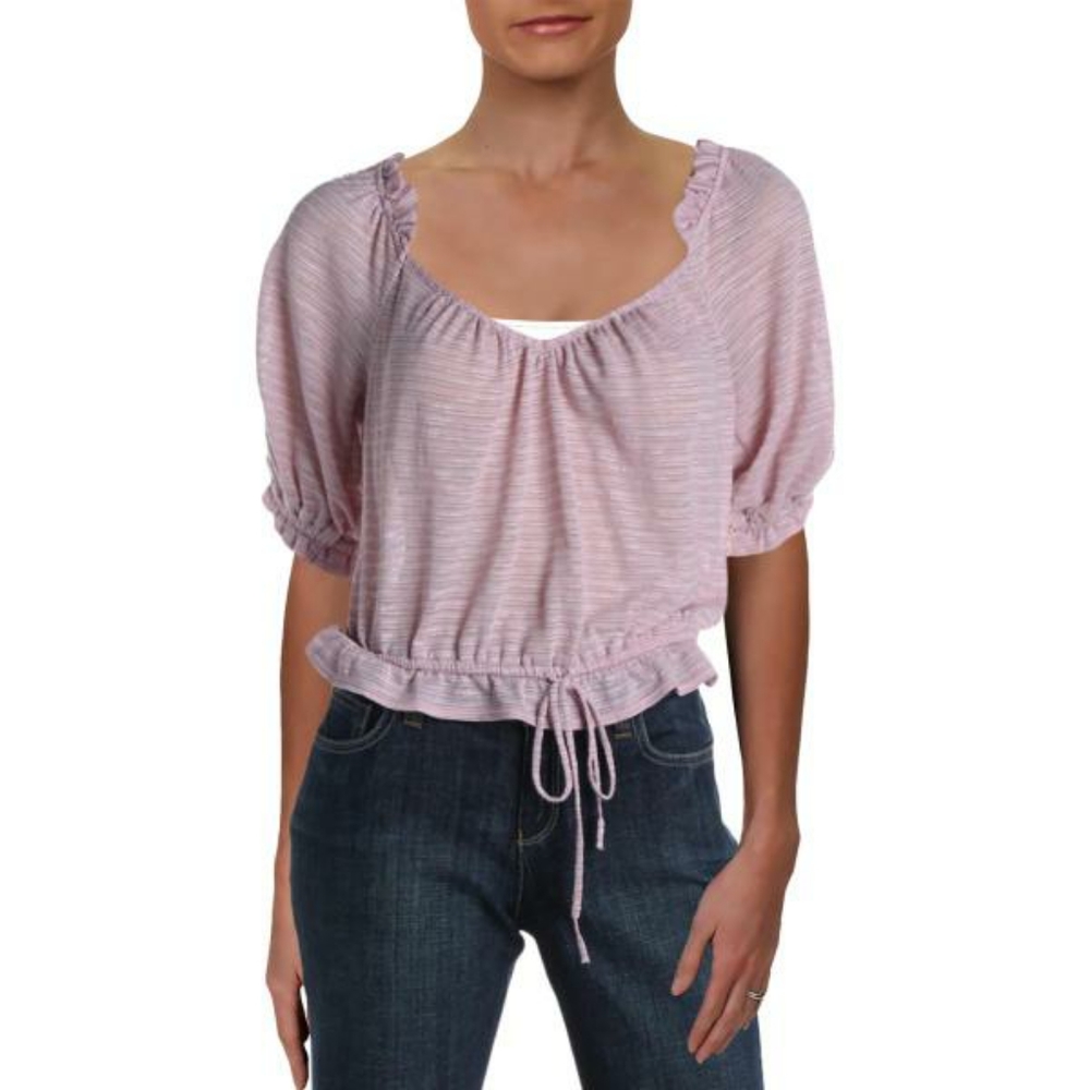 Free People Womens Dorothy Puff Sleeve Ruffled Cro